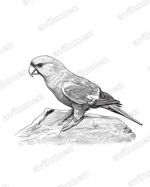 Illustration im Stil Tusche: Red Lory (Eos bornea)