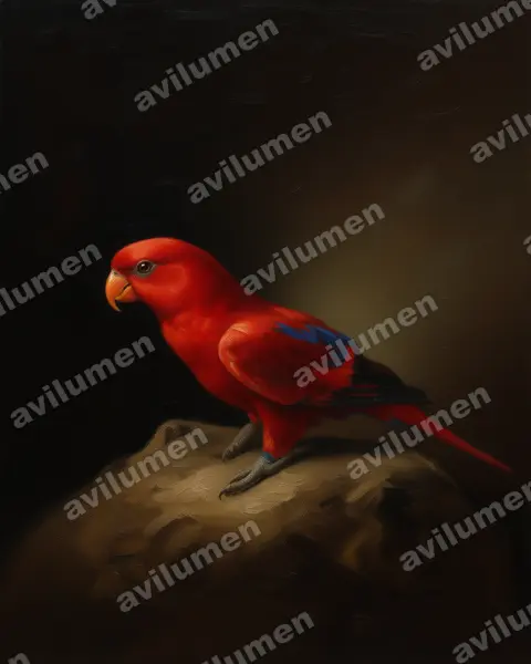 Illustration im Stil Öl: Red Lory (Eos bornea)