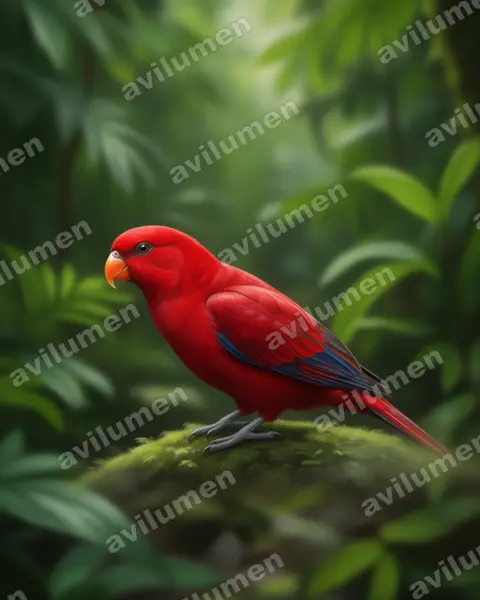 Illustration im Stil Realistisch: Red Lory (Eos bornea)