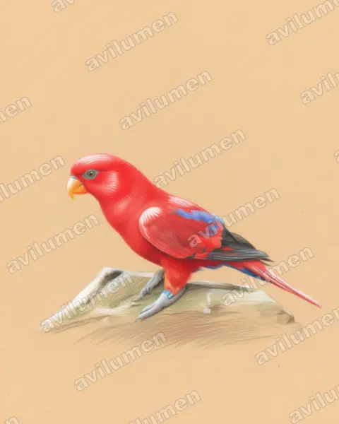 Illustration im Stil Buntstift: Red Lory (Eos bornea)