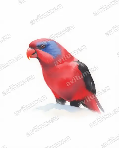 Watercolor illustration: Eos cyanogenia (Black-winged Lory)