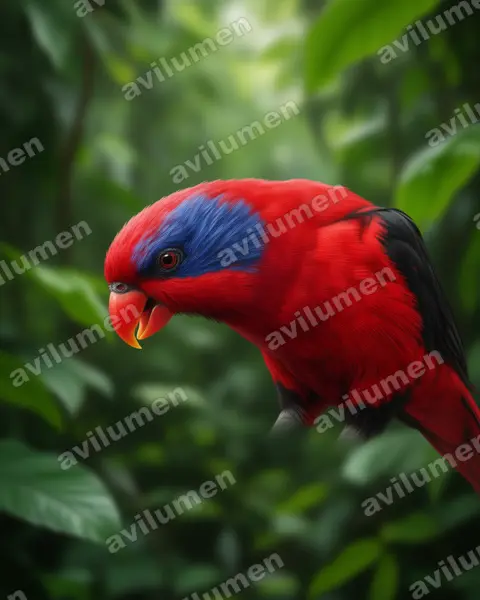 Realistic illustration: Eos cyanogenia (Black-winged Lory)