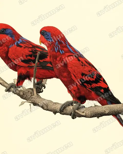 Illustration Planche ancienne : Eos reticulata (Lori réticulé)