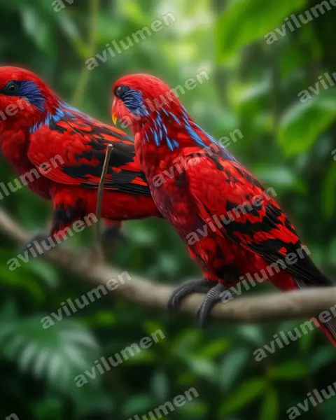 Illustration Réaliste : Eos reticulata (Lori réticulé)