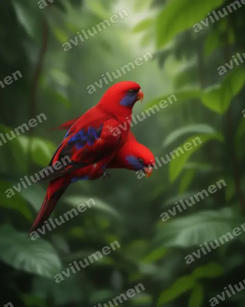 Illustration im Stil Realistisch: Blue-eared Lory (Eos semilarvata)