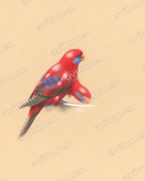 Illustration im Stil Buntstift: Blue-eared Lory (Eos semilarvata)