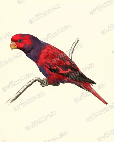 Illustration im Stil Historische Tafel: Violet-necked Lory (Eos squamata)