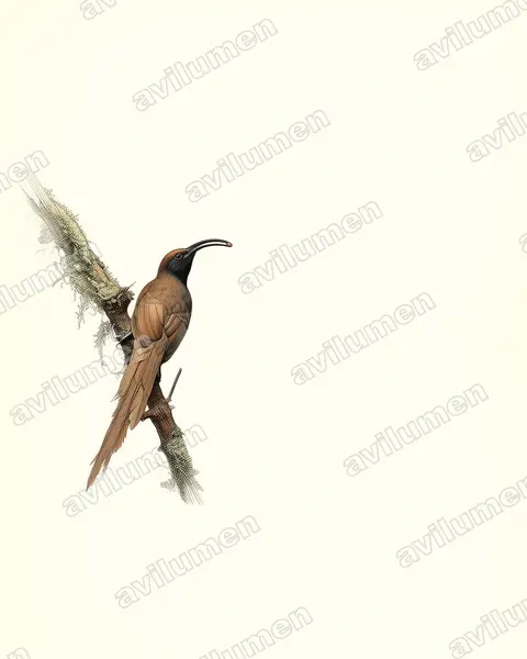 Illustration im Stil Historische Tafel: Breitschwanz-Paradieshopf (Epimachus fastosus)