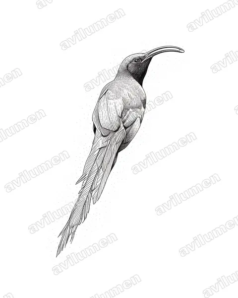 Illustration im Stil Tusche: Breitschwanz-Paradieshopf (Epimachus fastosus)