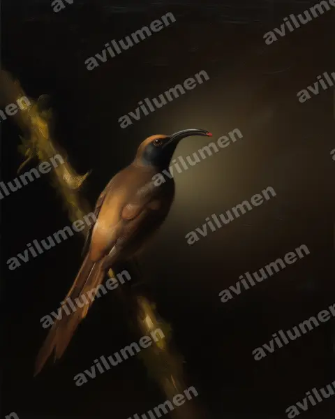 Illustration im Stil Öl: Breitschwanz-Paradieshopf (Epimachus fastosus)