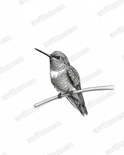 Ink illustration: Eriocnemis aline (Emerald-bellied puffleg)