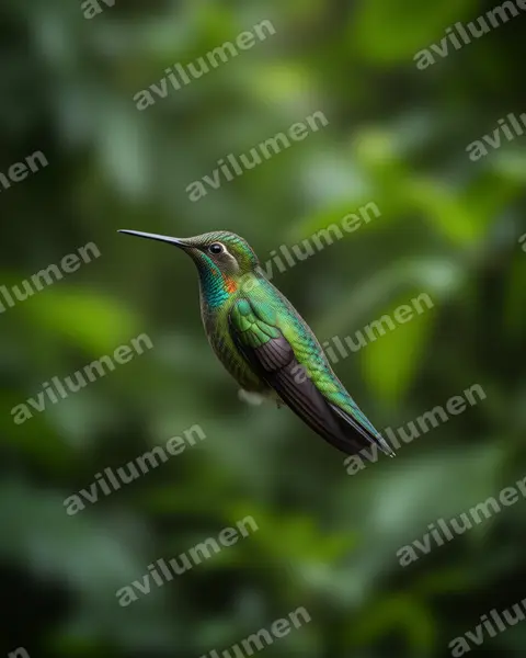 Realistic illustration: Eriocnemis godini (Turquoise-throated puffleg)