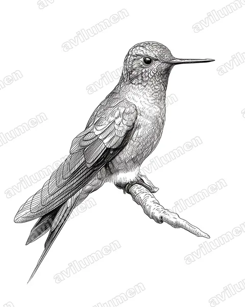 Ink illustration: Eriocnemis mosquera (Golden-breasted puffleg)