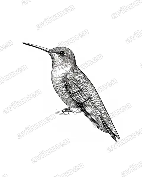 Illustration im Stil Tusche: Violettkehl-Höschenkolibri (Eriocnemis vestita)