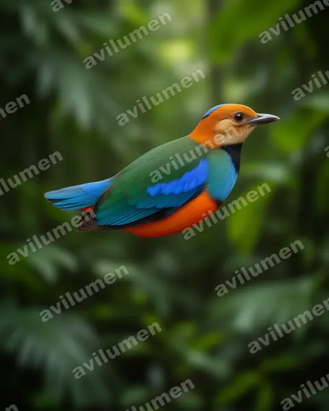 Illustration im Stil Realistisch: Sulawesi-Blaubrustpitta (Erythropitta celebensis)