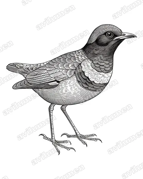 Illustration im Stil Tusche: Sula-Blaubrustpitta (Erythropitta dohertyi)