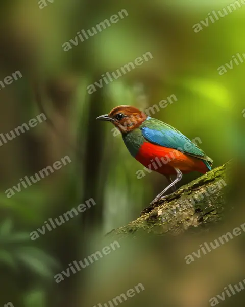 Illustration im Stil Realistisch: Philippinen-Blaubrustpitta (Erythropitta erythrogaster)