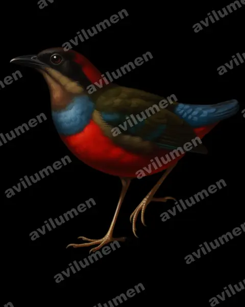 Oil illustration: Erythropitta kochi (Whiskered Pitta)