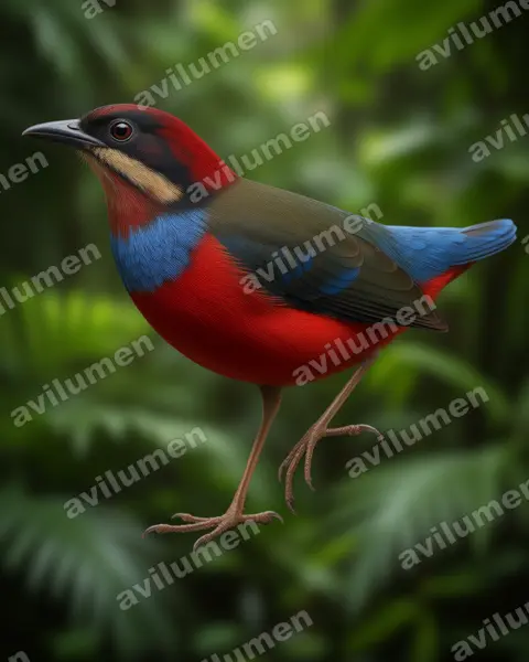 Realistic illustration: Erythropitta kochi (Whiskered Pitta)