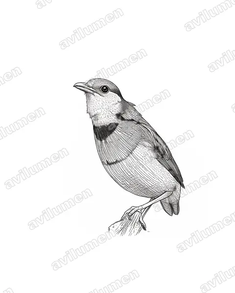 Ink illustration: Erythropitta rubrinucha (South Moluccan Pitta)