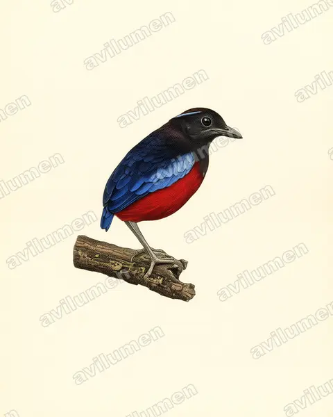 Illustration Planche ancienne : Erythropitta ussheri (Brève d’Ussher)