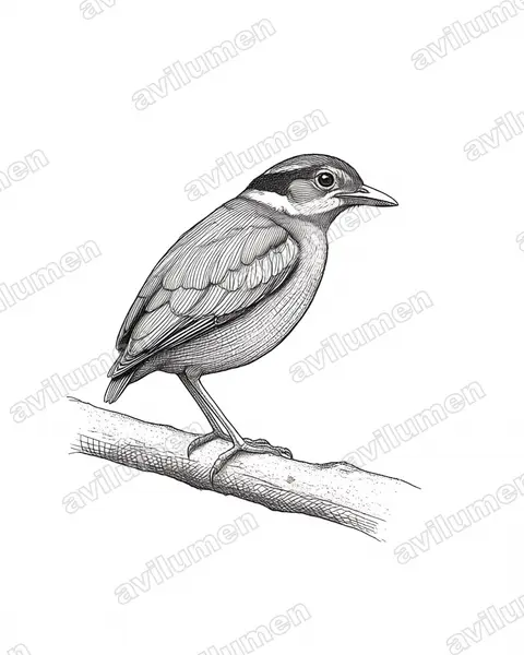 Illustration Encre : Erythropitta ussheri (Brève d’Ussher)