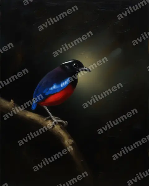 Illustration Huile : Erythropitta ussheri (Brève d’Ussher)