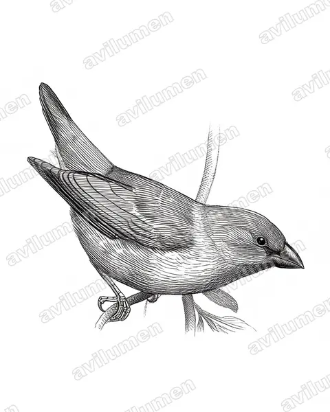 Ilustración en Tinta: Erythrura cyaneovirens (Diamante verdiazul)
