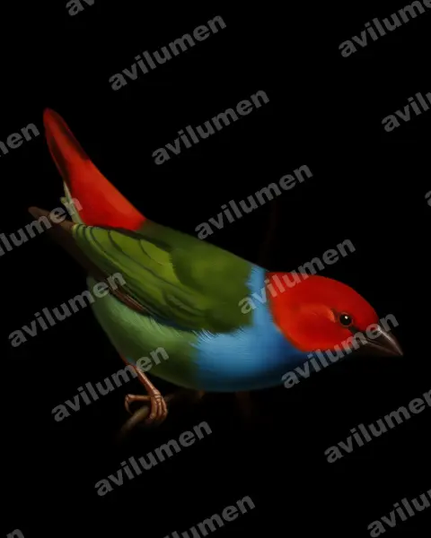Ilustración en Óleo: Erythrura cyaneovirens (Diamante verdiazul)