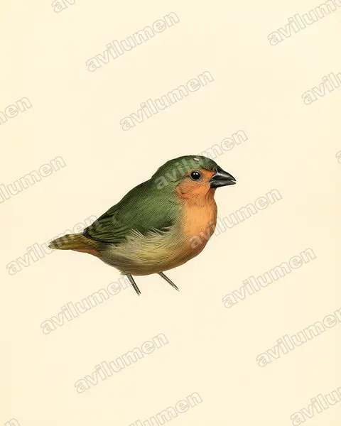 Illustration im Stil Historische Tafel: Bambus-Papageiamadine (Erythrura hyperythra)
