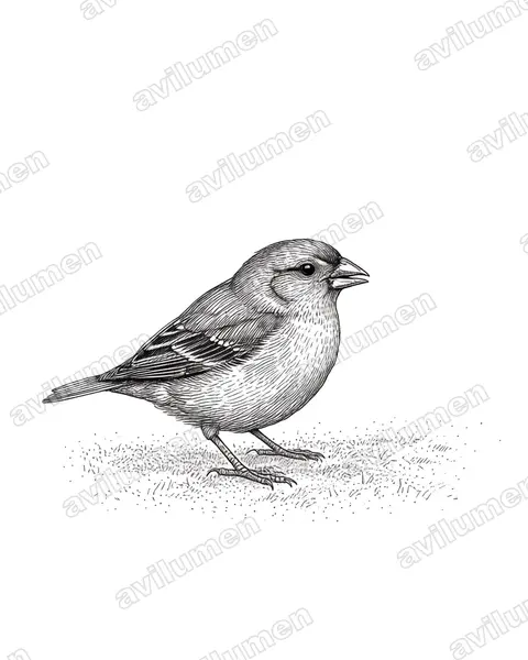 Illustration im Stil Tusche: Bambus-Papageiamadine (Erythrura hyperythra)