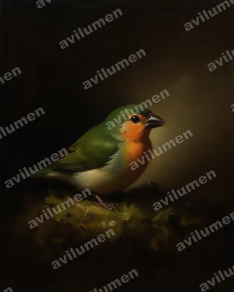 Illustration im Stil Öl: Bambus-Papageiamadine (Erythrura hyperythra)