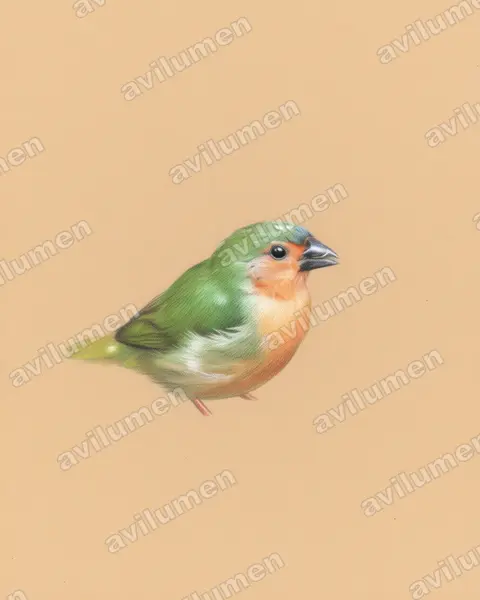 Illustration im Stil Buntstift: Bambus-Papageiamadine (Erythrura hyperythra)