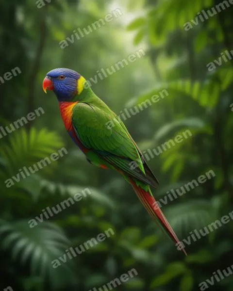 Realistic illustration: Erythrura papuana (Papuan parrotfinch)