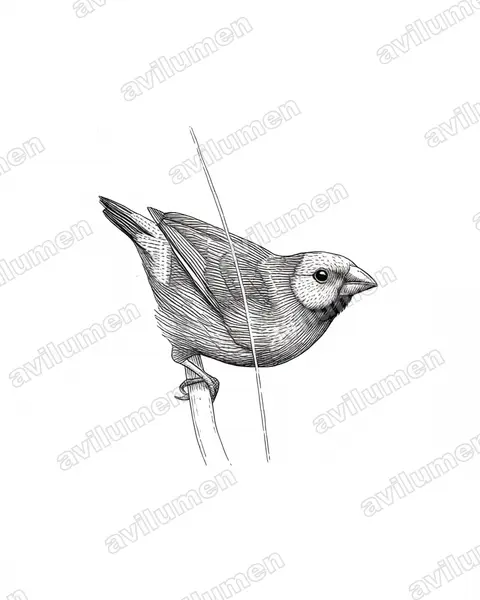 Illustration Encre : Erythrura pealii (Diamant de Peale)