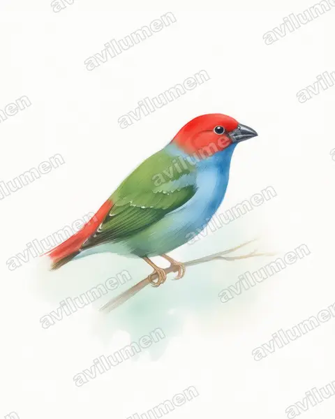 Illustration Aquarelle : Erythrura regia (Diamant des Nouvelles-Hébrides)