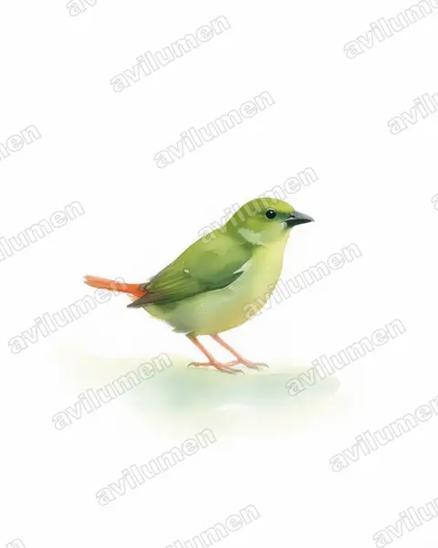 绿脸鹦雀（Erythrura viridifacies）的水彩插画