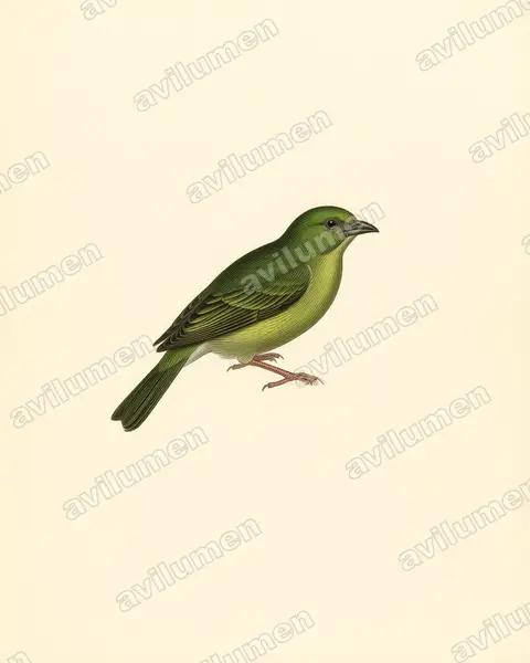 绿脸鹦雀（Erythrura viridifacies）的古典图版插画