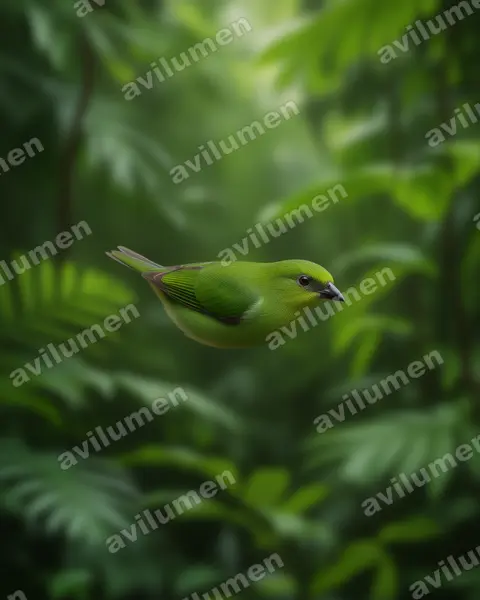 绿脸鹦雀（Erythrura viridifacies）的写实插画