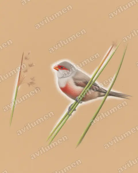 Illustration Crayon de couleur : Estrilda astrild (Astrild ondulé)