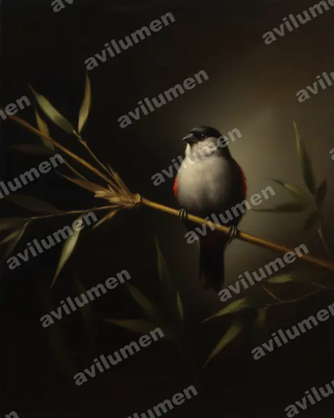 黑头梅花雀（Estrilda atricapilla）的油画插画