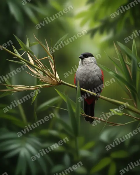 黑头梅花雀（Estrilda atricapilla）的写实插画