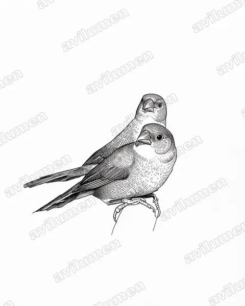 Ilustración en Tinta: Estrilda melpoda (Estrilda carinaranja)