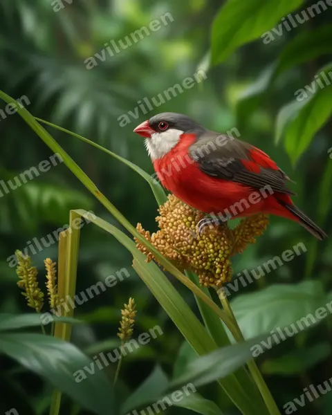 Realistic illustration: Estrilda nonnula (Black-crowned Waxbill)