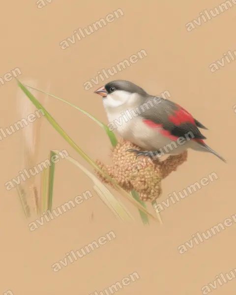 Colored pencil illustration: Estrilda nonnula (Black-crowned Waxbill)