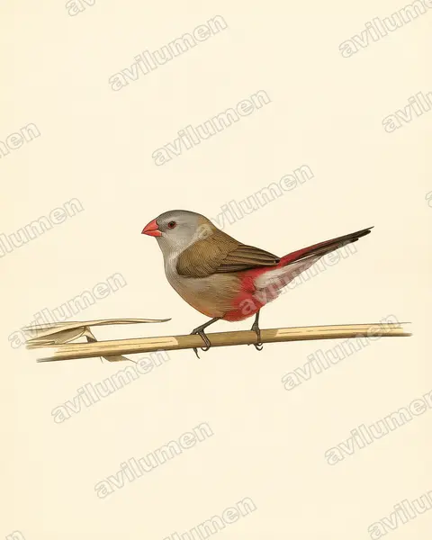 Illustration Planche ancienne : Estrilda paludicola (Astrild à poitrine fauve)