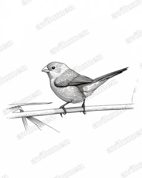Illustration Encre : Estrilda paludicola (Astrild à poitrine fauve)