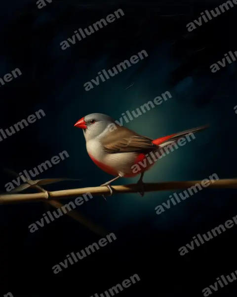 Illustration Huile : Estrilda paludicola (Astrild à poitrine fauve)