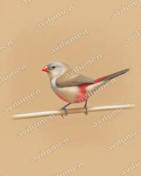 Illustration Crayon de couleur : Estrilda paludicola (Astrild à poitrine fauve)