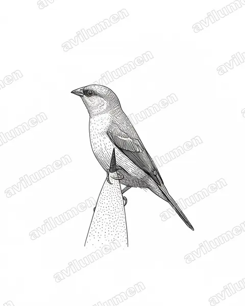 Illustration im Stil Tusche: Zügelastrild (Estrilda rhodopyga)